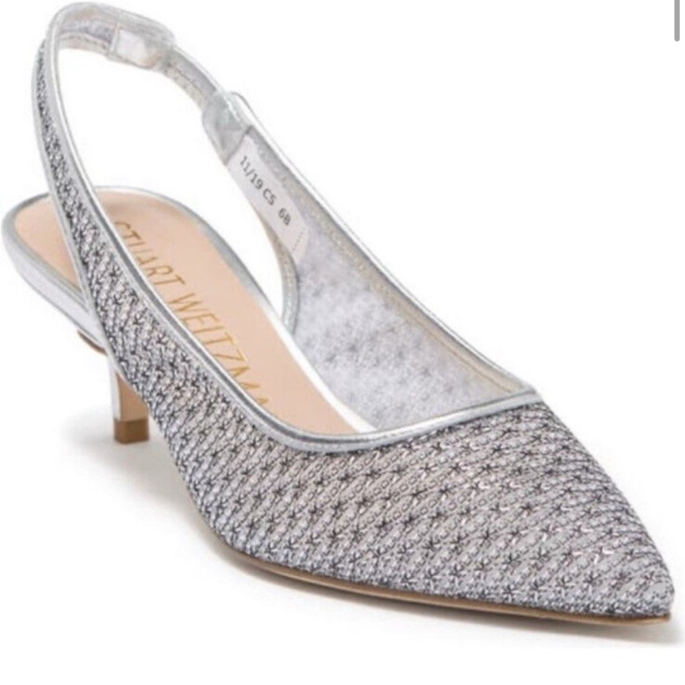 Stuart Weitzman Silver Slingback Heels